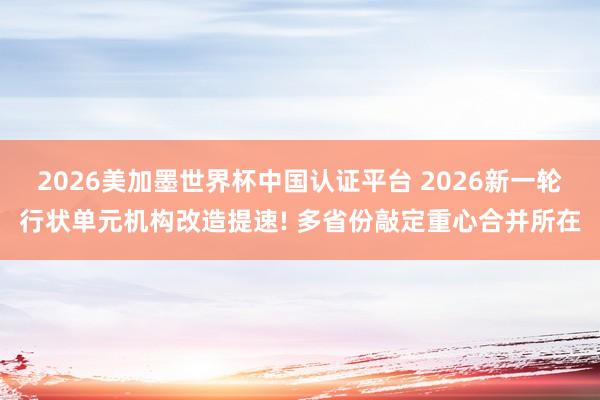 2026美加墨世界杯中國認證平臺 2026新一輪行狀單元機構改造提速! 多省份敲定重心合并所在