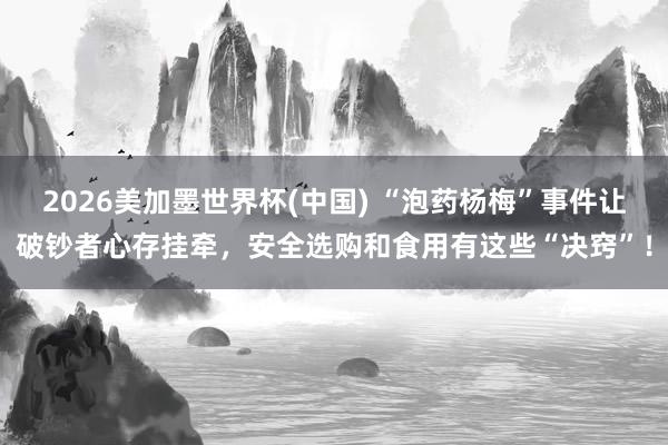 2026美加墨世界杯(中國) “泡藥楊梅”事件讓破鈔者心存掛牽，安全選購和食用有這些“決竅”！
