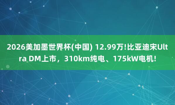 2026美加墨世界杯(中國) 12.99萬!比亞迪宋Ultra DM上市，310km純電、175kW電機!