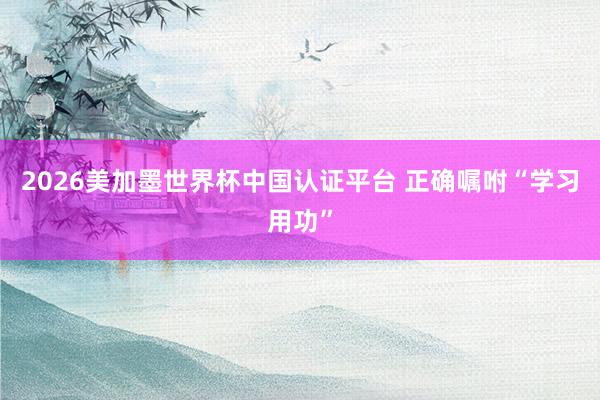 2026美加墨世界杯中國認證平臺 正確囑咐“學習用功”